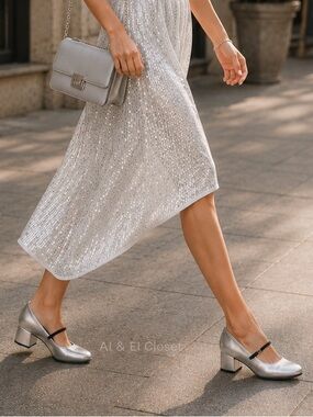 Seychelles Dusk to Dawn Silver Metallic Leather Mary Jane Heels | Size 8.5 NWB